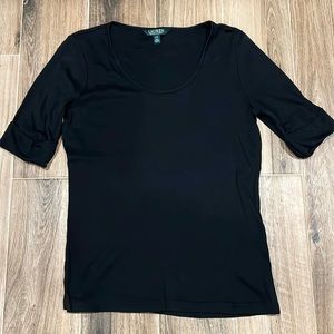 LAUREN Ralph Lauren 3/4 Sleeve Black Top